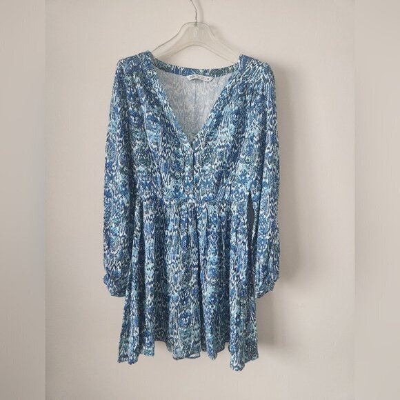 ZARA | Animal print dress mini blue sz XS - Picture 3 of 5